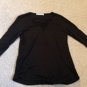 Black Lace Up Project social T